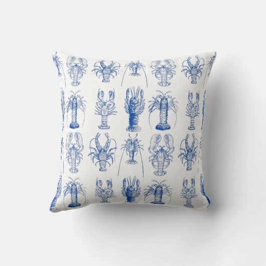 blauw en wit Lobster Schroefgoeddruk Kussen (Achterkant)