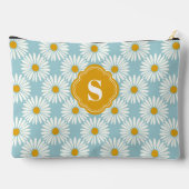 Blauw en wit madeliefje patroon monogram etui (Achterkant)