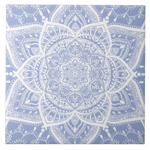 Blauw en wit Mandala - Loergann in de bosbes Tegeltje