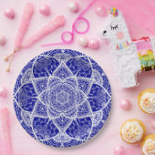 Blauw en wit Mandala - Loergann in Sapphire Papieren Bordje (Feest)