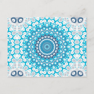 Blauw en Wit Mandala Matglazuurd Winter Geometrisc Briefkaart