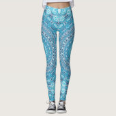 Blauw en wit Mandala Patroon Ontwerp Leggings (Voorkant)