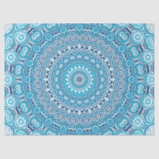 Blauw en wit Mandala Patroon Ontwerp Tissuepapier (Voorkant)