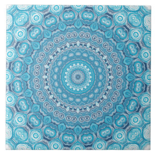 Blauw en Wit Mandala Patroonontwerp Tegeltje