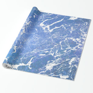 blauw en wit marmer abstract ontwerp cadeaupapier