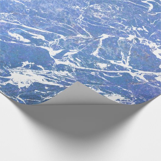 blauw en wit marmer abstract ontwerp cadeaupapier (Hoek)