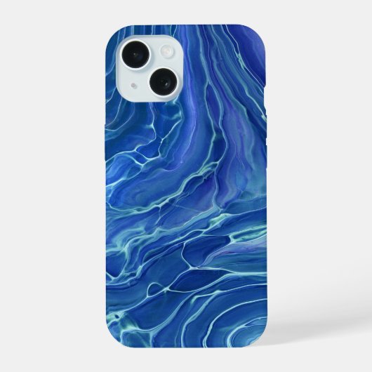 Blauw en wit marmer Acrylafbrekend materiaal iPhone 15 Hoesje (Achterkant)
