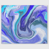 Blauw en Wit Marmer Cadeaupapier (Vlak)