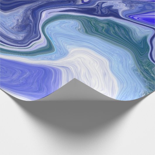 Blauw en Wit Marmer Cadeaupapier (Hoek)