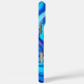 Blauw en Wit Marmeren Verf Splash iPhone Case (Achterkant / Rechts)