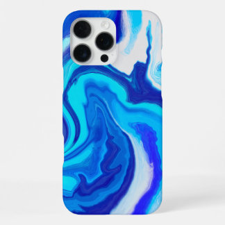 Blauw en Wit Marmeren Verf Splash iPhone Case 16 Pro Max Hoesje