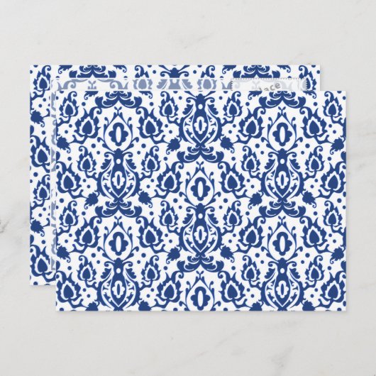 Blauw en wit Marokkaans Casbah Damask Briefkaart (Voorkant / Achterkant)