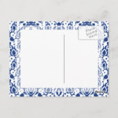 Blauw en wit Marokkaans Casbah Damask Briefkaart (Achterkant)