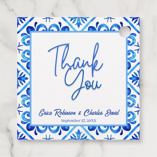 Blauw en wit Marokkaans dank u bruiloft gunst Bedankjes Labels (Achterkant)