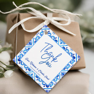 Blauw en wit Marokkaans dank u bruiloft gunst Bedankjes Labels
