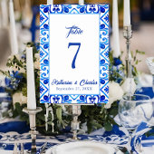 Blauw en Wit Marokkaanse Tegel Patroon Bruiloft Kaart