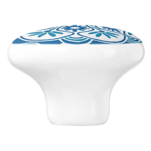 Blauw en wit medaillon Lade trekken Keramische kno Keramische Knop (Zijkant)