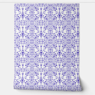 blauw en wit mediterraan behang