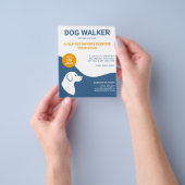 Blauw en wit met Oranje Sjabloon van de Dog Walker Flyer (Hand)