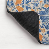 Blauw en wit met Oranje Tegels Muismat (Hoek)