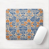 Blauw en wit met Oranje Tegels Muismat (Met muis)