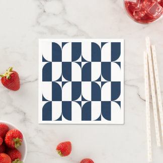 Blauw en wit midden van de eeuw modern servet