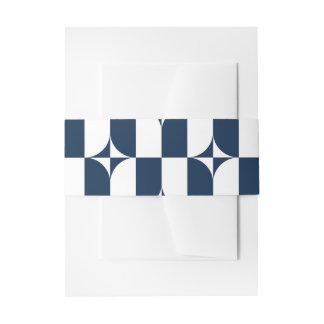 Blauw en wit midden van de eeuw modern uitnodigingen wikkel