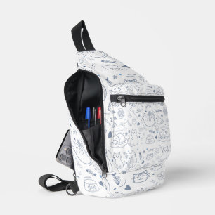 Blauw en Wit Minimaal Ambachtelijk Hobbies Sling Bag