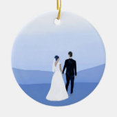Blauw en Wit Minimal Wedding Kerst Ornament (Voorkant)