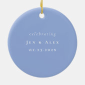 Blauw en Wit Minimal Wedding Kerst Ornament (Achterkant)