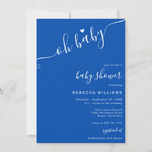 Blauw en Wit Minimalistisch Baby shower Uitnodigin Kaart