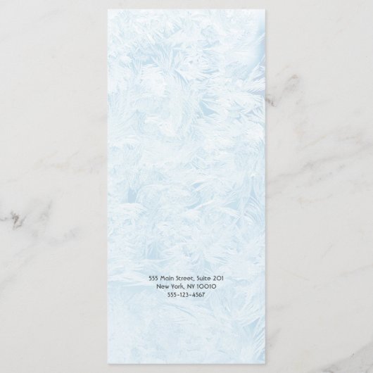 Blauw en Wit Minimalistisch Menulijst Menu (Achterkant)