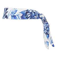 Blauw en wit Modern Botanische Vintage Floral Toil