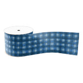 Blauw en wit Modern Denim Plakken Patroon Grosgrain Lint (Spoel)