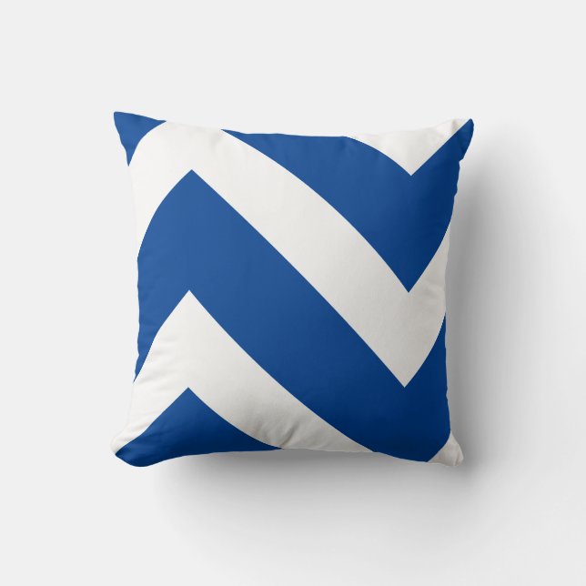 Blauw en wit Moderne Chevron geometrische Kussen (Voorkant)