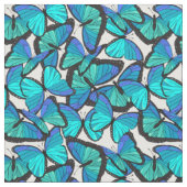 Blauw en Wit Morpho Vlinder Patterned Stof (Close Up)