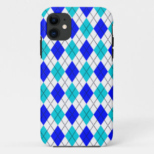 Blauw en wit, naadloos argyle-patroon iPhone 11 hoesje