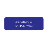 Blauw en wit naam- en telefoonnummer voor jongens etiket (Voorkant)