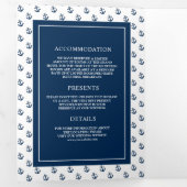 Blauw en Wit Nautisch Anker Seahorse Bruiloft Drieluik Uitnodiging (Binnenzijde eerst)