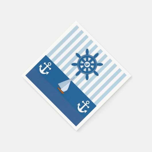 Blauw en Wit Nautisch georiënteerd design. Servetten (Hoek)