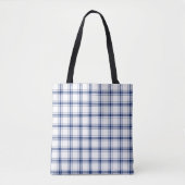 Blauw en Wit Nautisch Plaid Draagtas (Voorkant)