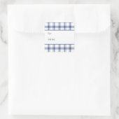 Blauw en Wit Nautisch Plaid Gift Label Sticker (Tas)
