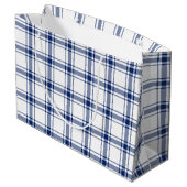 Blauw en Wit Nautisch Plaid Groot Cadeauzakje (Achterkant Gekanteld)