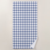 Blauw en Wit Nautisch Plaid Strandlaken (Voorkant)
