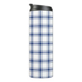 Blauw en Wit Nautisch Plaid Thermosbeker (Geroteerd rechts)