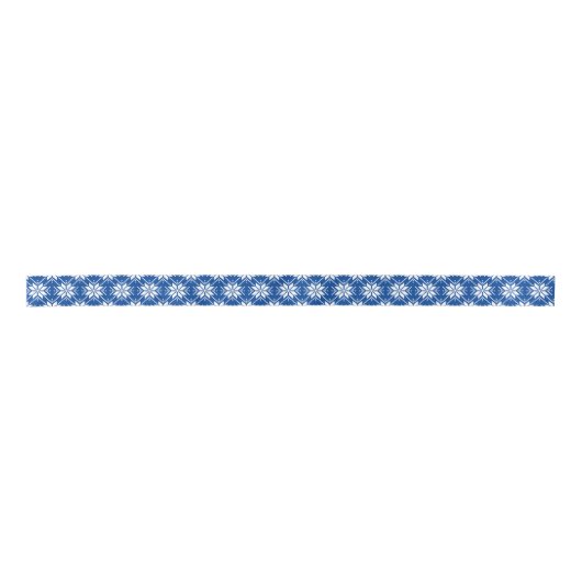 Blauw en Wit Noords Sneeuwvlokpatroon Lint (Voorkant)