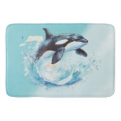 Blauw en Wit Oceaanstrand Nautisch Badmat (Voorkant)