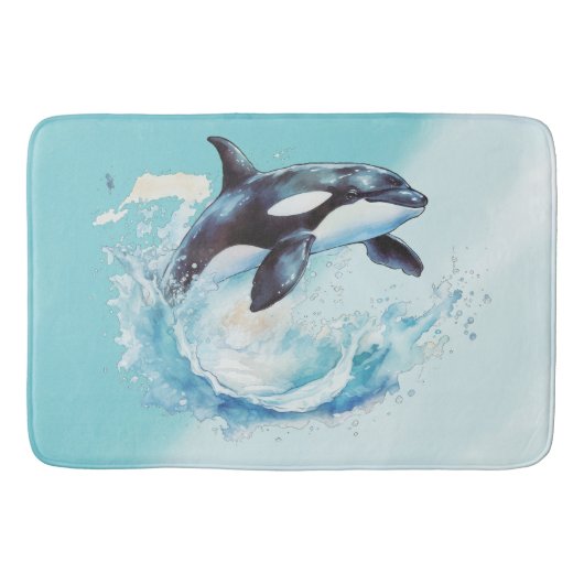 Blauw en Wit Oceaanstrand Nautisch Badmat (Voorkant)