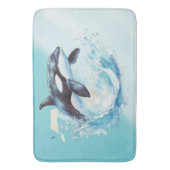 Blauw en Wit Oceaanstrand Nautisch Badmat (Voorkant Verticaal)