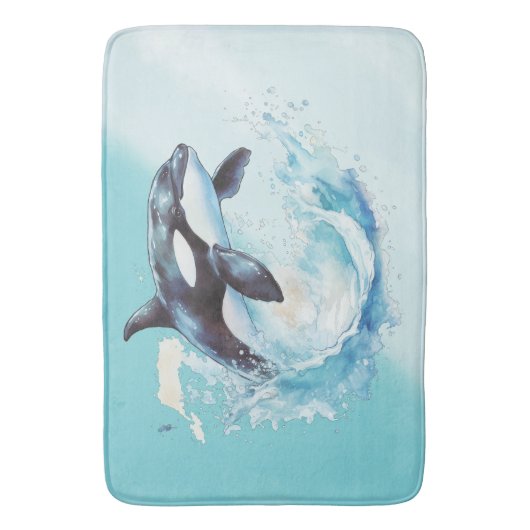 Blauw en Wit Oceaanstrand Nautisch Badmat (Voorkant Verticaal)